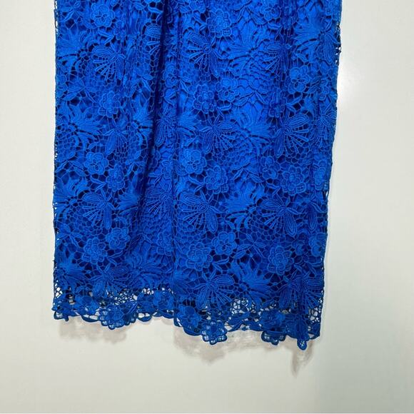 DVF Blue Viera Lace Sleeveless Shift Midi Dress V Neck 4 - Picture 6 of 11